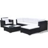 vidaXL Patio Sofa Set Set of 6 Black Rattan, Cream White Cushions