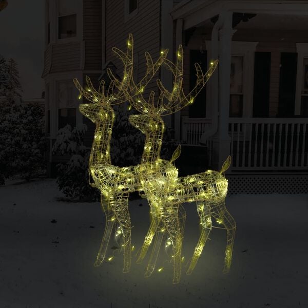 vidaXL Reindeer Christmas Decoration Set of 2 Warm White Acrylic 47.2 in