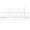 vidaXL Bed Frame White Steel King Size Bed Frame Rectangular Modern