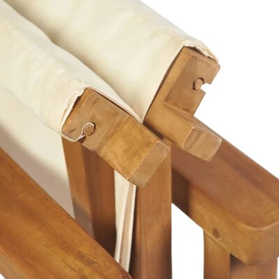 vidaXL Folding Director's Chairs 2 pcs Cream Solid Wood Teak
