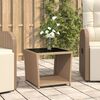 vidaXL Tea Table Beige PE rattan, powder-coated steel, tempered glass