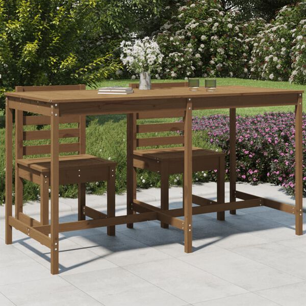 vidaXL Garden Table Honey brown Solid pine wood Large Durable