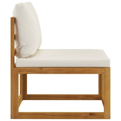 vidaXL 3-Seater Patio Sofa with Cushion Cream Solid Acacia Wood