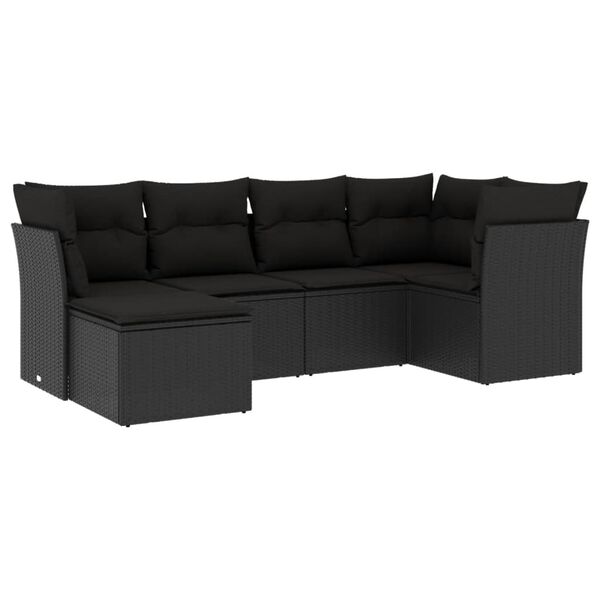 vidaXL Garden Sofa Set Black PE Rattan Adjustable Feet Garden Sofa Set