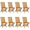 vidaXL Patio Chair Set of 8 Light Blue, Natural Wood Teak Wood, Polyester