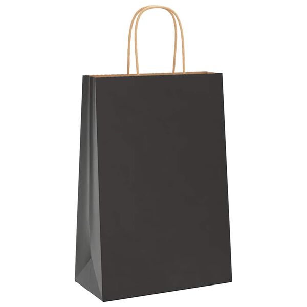 vidaXL Paper Bags 50 pcs with Handles Black 21x11x31 cm