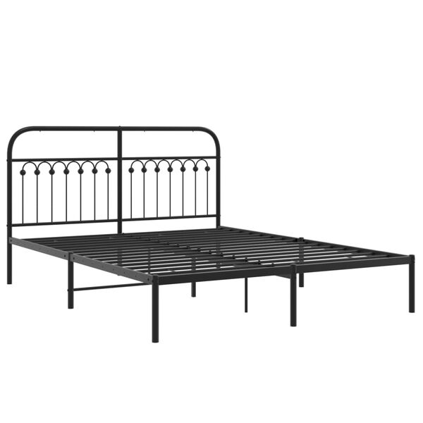 vidaXL Bed Frame Black Steel King Bed Frame Rectangular Traditional