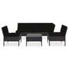 vidaXL Garden Lounge Set Black Poly rattan, powder-coated steel