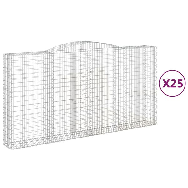 vidaXL Arched Gabion Baskets 25 pcs 157.5x19.7x200/220" Galvanised Iron