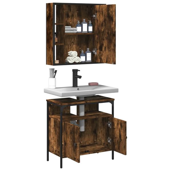vidaXL Bathroom Furniture Set Smoked Oak