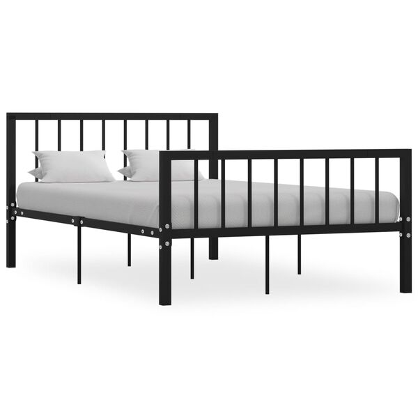 vidaXL Bed Frame Black Metal 47x78 in Durable Bed Frame Rectangular