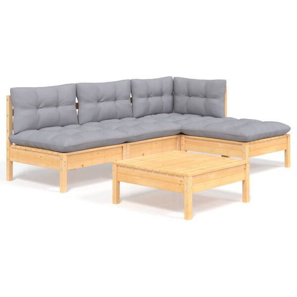 vidaXL Garden Lounge Set Grey Solid pinewood Medium Modular
