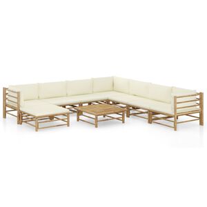 vidaXL Garden Lounge Set Bamboo, Cream White Bamboo, 100% polyester