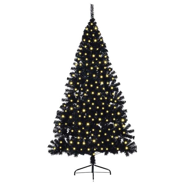 vidaXL Artificial Pre-lit Christmas Tree Black 94.49 in PVC