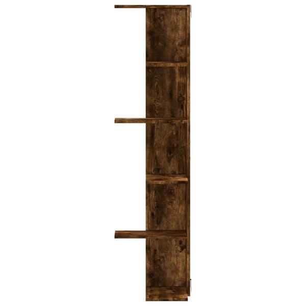 vidaXL Wall Corner Shelf Smoked Oak Engineered Wood 55.1 in Height