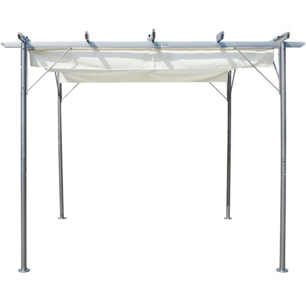 vidaXL Pergola with Retractable Roof Cream White Steel 9.8'x9.8'