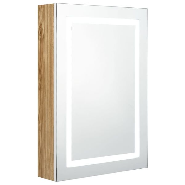 vidaXL Bathroom Cabinet White and oak MDF with melamine finish, glass