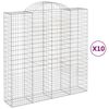 vidaXL Gabion Basket Set of 10 Silver Galvanized iron Large