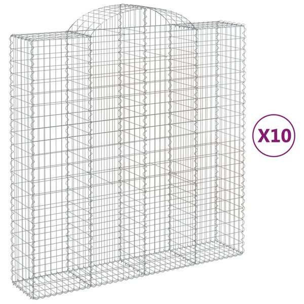 vidaXL Gabion Basket Set of 10 Silver Galvanized iron Large