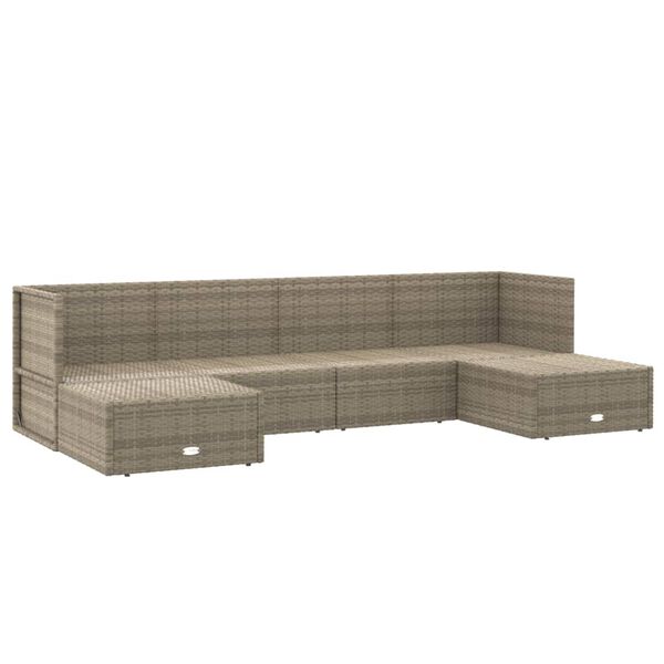 vidaXL Garden Lounge Set Grey PE rattan, powder-coated steel, polyester