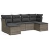 vidaXL Garden Sofa Set Gray PE rattan, Powder-coated steel 6 Piece