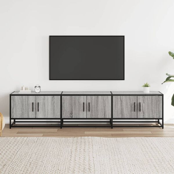 vidaXL TV Cabinet Gray Sonoma Engineered wood, Metal 70.9 in long