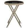 vidaXL Tea Table Beige PE rattan, powder-coated steel, tempered glass