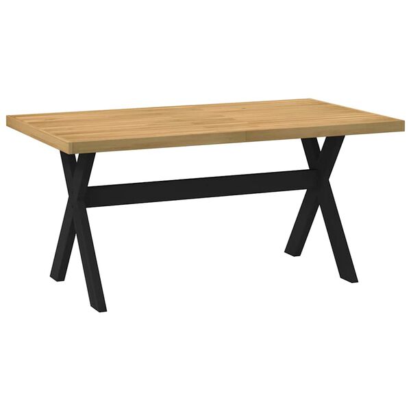 vidaXL Dining Table Natural, Black Solid pine wood Large Durable