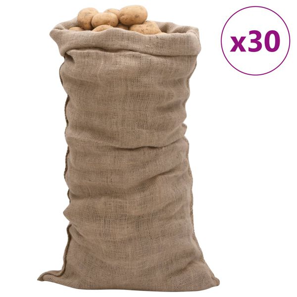 vidaXL Jute Sacks 30 pcs 25.6x53.1" 100% Jute 220 gsm