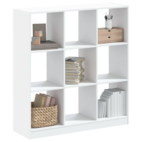 vidaXL Bookcase White Engineered wood Medium Bookcase Rectangular