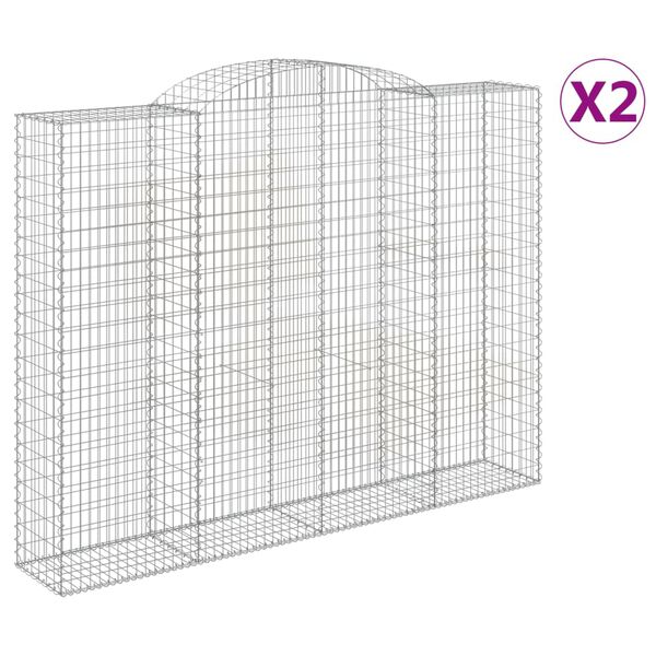 vidaXL Gabion Basket Set of 2 Silver Galvanized iron Large