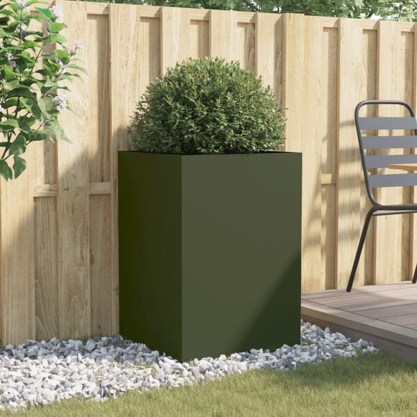 vidaXL Planter Olive green Cold-rolled steel Medium Durable Planter