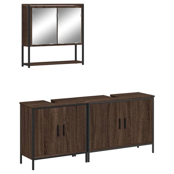 vidaXL Bathroom Furniture Set Brown Oak