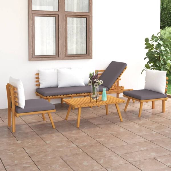 vidaXL Garden Lounge Set Dark grey Solid acacia wood Medium Modular