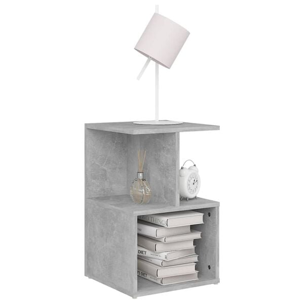 vidaXL Bedside Cabinet Concrete Grey Engineered Wood Small