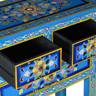 vidaXL Sideboard with Drawers Turquoise 23.6"x11.8"x29.9" Solid Wood Mango