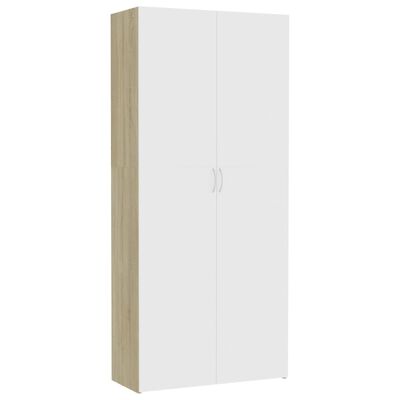 vidaXL Storage Cabinet White and Sonoma Oak 31.5"x14"x70.9" Engineered Wood