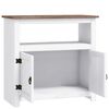 vidaXL TV Cabinet White with Brown Top Solid Waxed Pinewood Medium