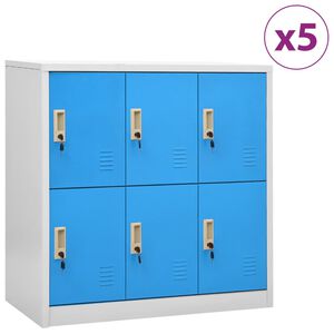 vidaXL Locker Cabinet Set of 5 Light gray and blue Steel Standard