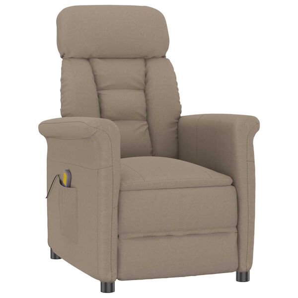 vidaXL Massage Chair with Cushion Taupe 70.5 x 96.5 x 95 cm fabric