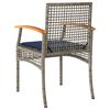 vidaXL Garden Chair Grey Poly Rattan Standard Removable Covers