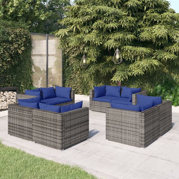 vidaXL Patio Lounge Set Grey PE rattan Medium Modular