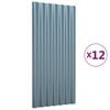 vidaXL Roof Panels 12 pcs Galvanized Steel Gray 31.5"x14.2"