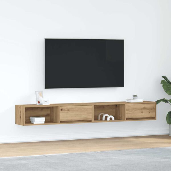 vidaXL TV Cabinet Set of 2 Artisan Oak Engineered Wood TV Cabinet