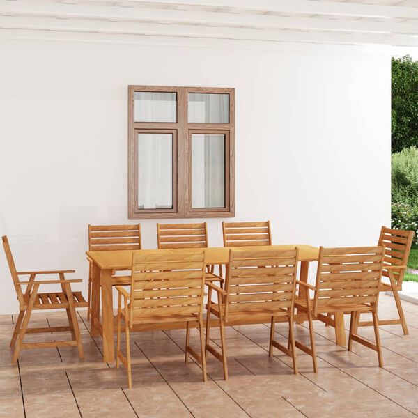 vidaXL Outdoor Dining Set Rich Warm Color Solid Acacia Wood Large