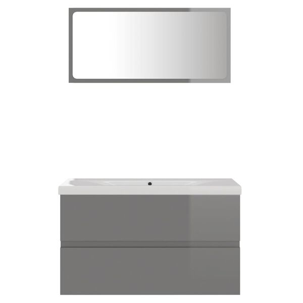 vidaXL Bathroom Furniture Set High gloss grey, white