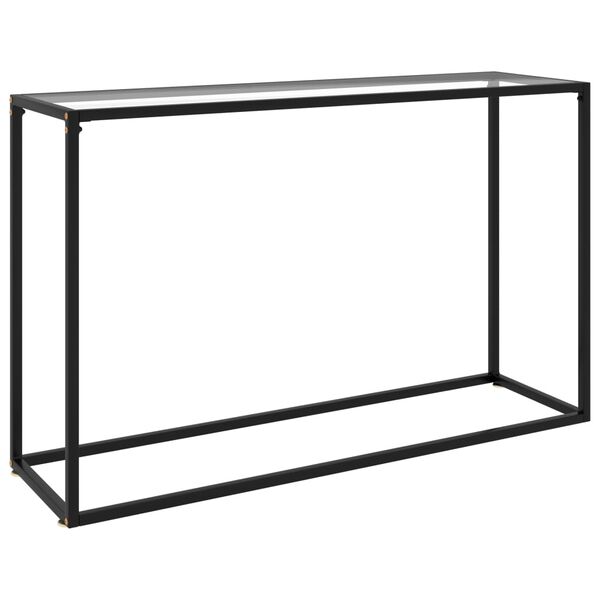 vidaXL Console Table Transparent, Black Tempered glass, Powder-coated steel