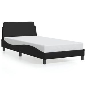 vidaXL Bed Frame Black Faux leather, metal, plywood, engineered wood Twin