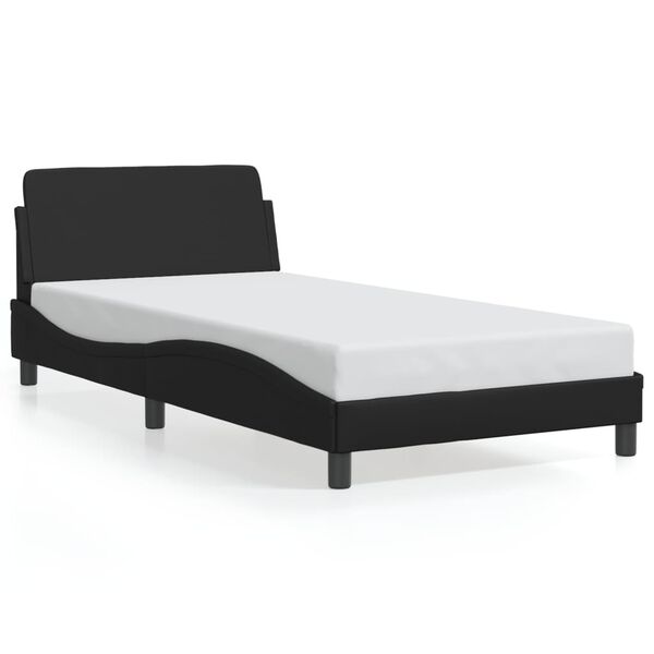 vidaXL Bed Frame Black Faux leather, metal, plywood, engineered wood Twin