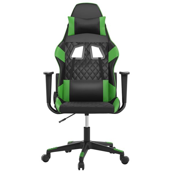 vidaXL Gaming Chair Black and Green Faux Leather